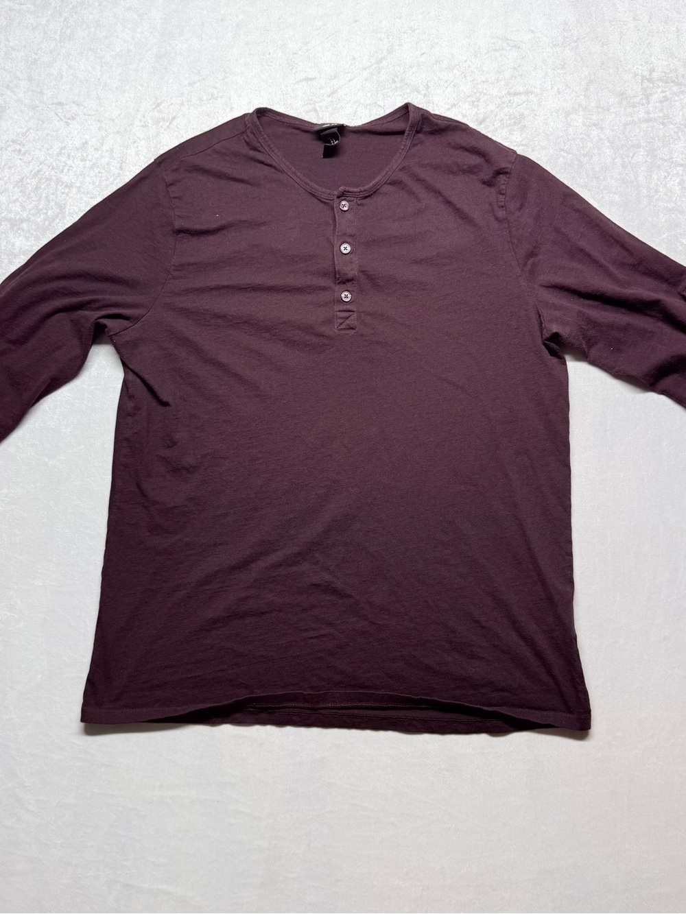 H & M Men's Long-Sleeve Henley Shirt - Burgundy
